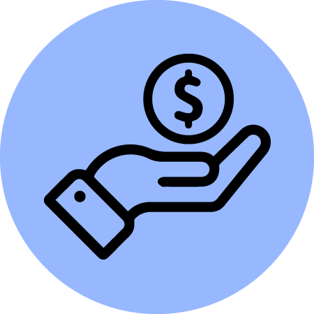 Icono dolar en mano